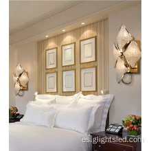 Lámpara de pared de cristal LED de cabecera decorativa para dormitorio